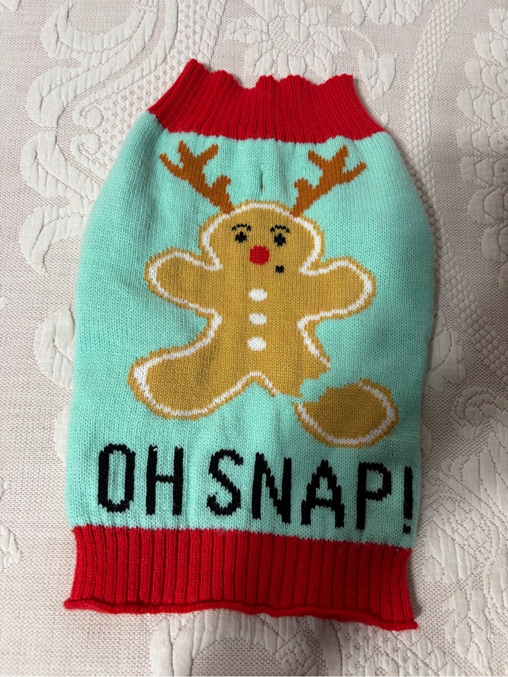 NWOT 'Oh Snap!' Knit Pet Sweater Holiday Gingerbread Christmas